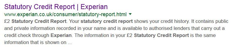 Experian Statutory Credit Report SER